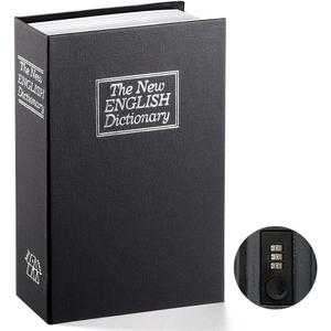 Book Safe with Combination Lock - Jssmst Home Dictionary Diversion Metal Safe for Home Office Code Lock Money Box High Capacity, 9.5 x 6.2 x 2.2 inch, SM-BS0402L, black large