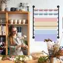 ikare Ribbon Storage Organizer,Wall Mounted Ribbon Organizer,Wrapping Paper Rack,7-Tier Metal Ribbon Storage for Craft Room,Flower Shop,Christmas Gift Wrapping Paper