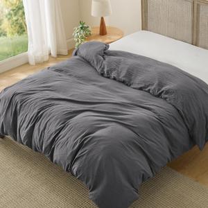 Bedsure Dark Grey Duvet Cover King Size Only - Prewashed Cotton-Like Polyester Extra Soft All Season Bedding, Includes 1 Duvet Cover 104x90 Inches with Zipper Closure, (No Comforter)