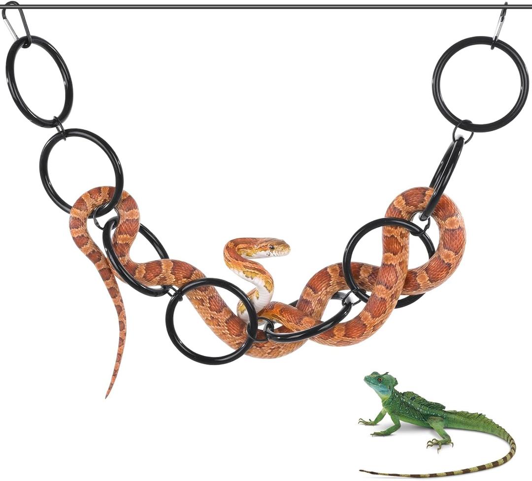 Snake Climbing Accessories, Snake Enrichment Toys Adjustable Ball Python Tank Accessories for Corn Snakes Bearded Dragon,Chameleon,Iguana,Gecko,Lizard 4.3 Inch Diameter, Black