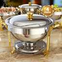 Chafing Dishes for Buffet 4 Pack, 5QT Round Chafing Dish Buffet Set [Elegant Gold and Silver Colors] Stainless Steel Buffet Food Warmers Sets for Catering Events Parties Dinners with Complete Set