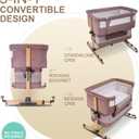 Baby Bassinet, 3 in 1 Bedside Sleeper with Mattress and Mesh Sides, Mosquito Net, Storage Basket, with Rocking Function, 5-Height Adjustable, Easy Assemble Crib for Newborn, Khaki
