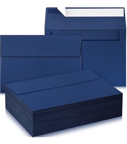 Jutom 500 Pcs Kraft Envelopes Letter Size Bulk #10 Business Strong Sealed 41/8 x 91/2 in Flap Office Printable Mailing Envelopes Windowless Invisible(Navy Blue)