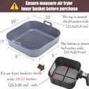 Golden Associate Silicone Liners Square for Air Fryer, 2 Pcs Non-stick Food-grade Reusable Basket Silicone Pot Baking Tray Airfryer Accessories, Top Size 10 inches, Bottom Size 9 inches