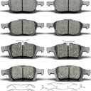D1044 D1095 8pcs Ceramic Front Rear Brake Pads Set With Clips Fit For 2013-2016 Ford Escape,For 2012-2015 Focus,For 2006-2011 Volvo S40/V50,For Volvo C70/C30,For Mazda 3/5,For Ford Transit Connect