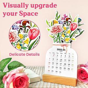 2026 Small Desk Calendar 12 Months Calendar Runs From January 2026 To December 2026 Mini Standing Flip Decorative Monthly Calendar For Home School, Or Office - Floral Pattern (Flower Tree)