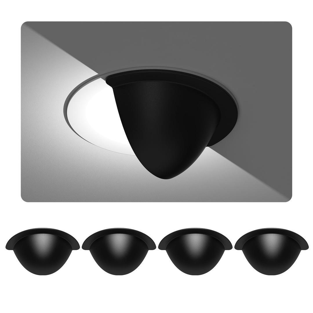 Recessed Light Cover, Can Light Covers 4 Pack 0% Translucent Half Shade Stick-On with Super Strong Double-Sided Tape, Solid Black, Easy Install for 4 Inch (4, 4 INCH)