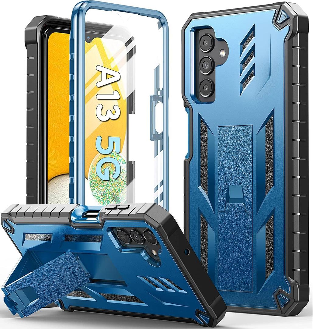 SOiOS for Samsung Galaxy A13 5G Case: TPU Soft Shock Proof Protection | Matte Textured Design Shell - Heavy Duty Military Grade Rugged Cell Phone Protective Cover with Kickstand for A13 5G (Blue)