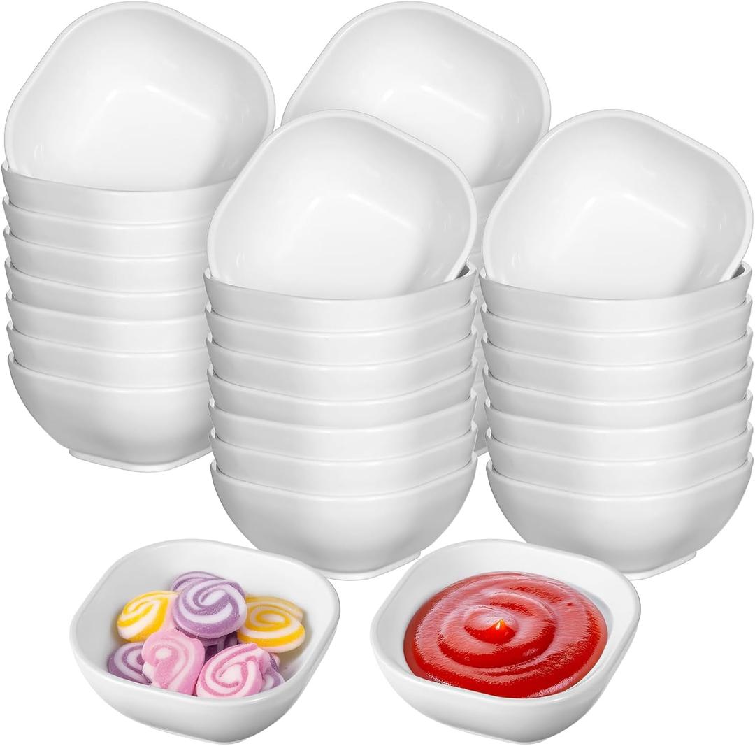 MAQUITA 36 Pack Dessert Bowls Wheat Straw Soy Sauce Dishes Unbreakable Dipping Saucers Bowls Mini Prep Saucer for Side Dish Ketchup Soy Dessert Snack 4.5 oz (3.7 x 3.7 x 1.5 in)