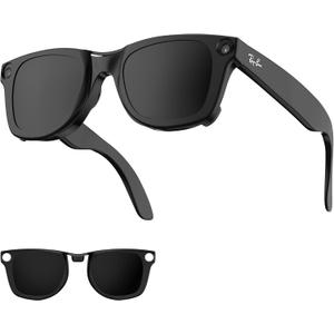 HIBLOKS Polarized Clip-ons for Ray-Ban Meta Wayfarer (RW4008 & RW4012 Large 53-22), Discoloration Clips Compatible with Ray-Ban Meta Wayfarer Gen 2 Protect Your Eyes, Cool and Fashion (Large, Black)