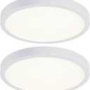 10 Inch LED Flush Mount Ceiling Light, Slim Dimmable Light Fixture Ceiling Mount for Kitchen, Bedroom, Metal and Glass Flush Ceiling Light Fixture for Low Ceiling, White, 17W, 3000K, 2 Pack