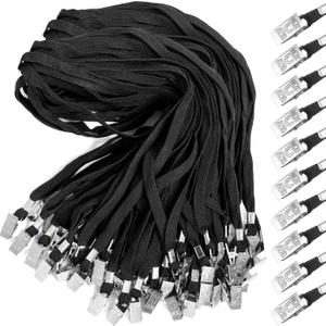 Marspark Lanyards Bulk with Clip Flat Neck Lanyard Badge Lanyard with Swivel Hook Lanyards for ID Cards Holder (Black)
