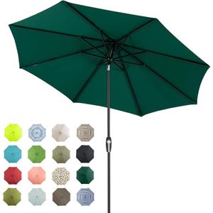Tempera Patio Market Outdoor Table Umbrella with Auto Tilt and Crank,Large Sun Umbrella with Sturdy Pole&Fade resistant canopy,Easy to set ( 11FT, Forest Green )