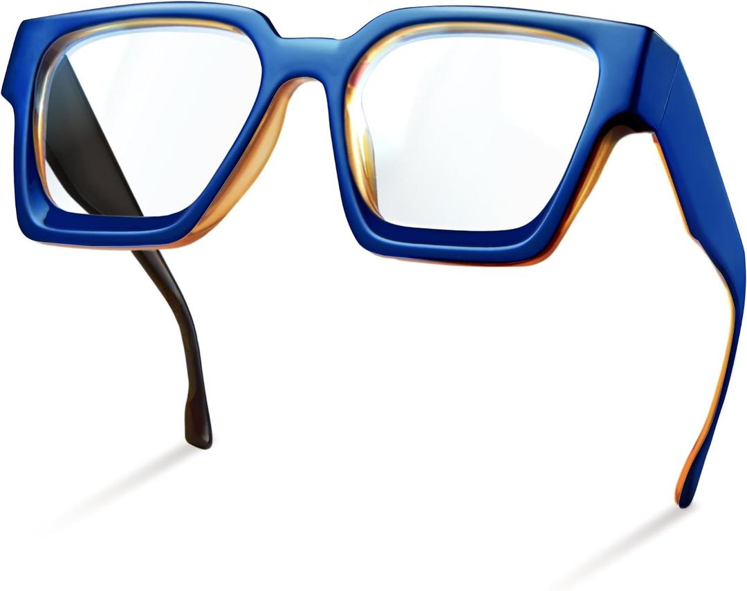 livho Oversized Blue Light Blocking Glasses for Women - Blue Orange, Chunky