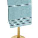 Hand Towel Holder Gold, T-Shape Hand Towel Stand for Bathroom, Stand Hand Towel Rack Free-Standing Towel Bar for Bathroom Kitchen Countertop, Stainless Steel