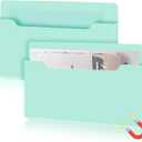 Feifeiya 2 Pcs Magnetic File Folder Wall Hanging Holder Large Pocket Paper Magazine Mail Organizer for Refrigerator Classroom Locker Whiteboard(Horizontal,Mint Green,13.8 x 8.3 Inches)