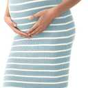 SUNNYBUY Women's Striped Maternity Dress Summer Tank Bodycon Dresses Knit Slit Pregnancy Clothes, Baby Blue White Stripe Tall M (M)