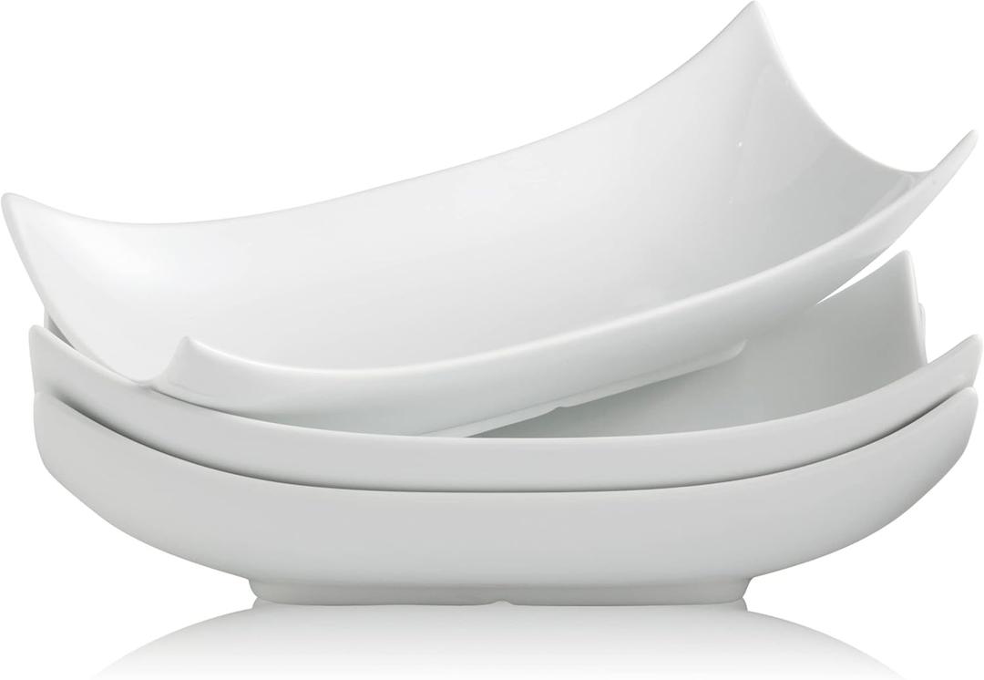 Gomakren Serving Platters Serving Bowls Set Turkey Serving Platter Porcelain Serving Dishes For Entertaining Special Curved Deep Large Valentine Thanksgiving Dishes Gifts Set of 3 White 12 Inch