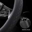2025 Model Breathable Soft Leather Car Steering Wheel Cover for Men Women, Non-Slip, Comfortable,Universal 15 inches Steering Wheels, Black