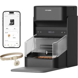 PETLIBRO RFID Automatic Cat Feeder, Collar Sensor for Personalized Meals, Cats Recognition, Diet Tracking and Anti-Stealing for Multi-Pets Homes and Different Diets, Wi-Fi Programmable Food Dispenser (3L (Pack of 1), Black)