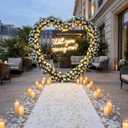 Breling Large Metal Heart Arch Stand and Will You Marry Me LED Neon Light Sign Backdrop for Outdoor Proposal Wedding Engagement Bridal Valentine and Birthday Party Decor (White,7.87ft)