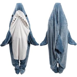 Shark Blanket Hoodie Onesie for Adult & Kid, Wearable Shark Sleeping Bag, Soft Cozy Onesie Costume, Size L