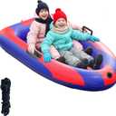 QPAU Inflatable Snow Sled, Heavy Duty Snow Tube with Reinforced Handles, Snow Sleds for Kids and Adults Winter Toys Gifts, Toboggan for Family Outdoor Sledding