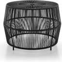 Muse & Lounge Co. Ysar Boho Rattan Round Coffee Table Outdoor with Metal Frame, All-Weather and Rust Resistant, Handcrafted Coastal Furniture for Patio, Poolside, Garden, Yard, Black