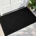 PLEASOR Front Door Mat Outside Entrance, Absorbent and Dirt Resistant Welcome Mat Indoor Outdoor, Non-Slip Backing Entry Mat, Fade Resistant, Easy Clean Low Profile Doormat for Entryway, 29x17, Black