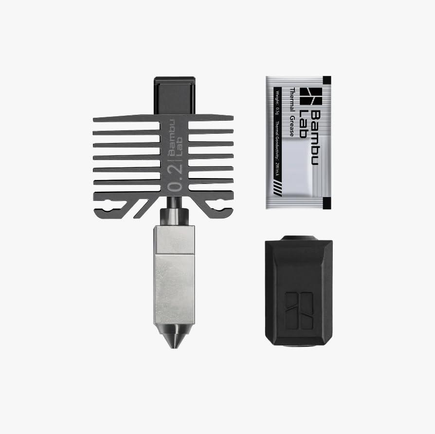 Bambu Lab Hotend with Nozzle - X1 Series and P1 Series Compatible with P1S P1P X1C X1 Carbon 3D Printer (.2MM Stainless Steel)