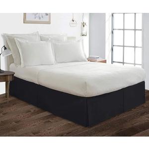 Bed Skirt King Size Pleated Style by Comfort Beddings 100% Cotton Blend Fabric, Premium Tailored Fit 1pc Bedskirt King Size 24" Drop Length Black Solid