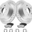 MOTOREVO Rear Brake Rotors Kit for Camry [2012-2017] [280.9mm 11.1in] High-Carbon Alloy Drilled & Slotted Brake Pads and Rotors Kit| Enhanced Braking Performance|GEOMET Coated App Universal