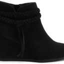 Womens Wedge Ankle Boots Braided Fringe Strap Western Heeled Fall Booties Dress Shoes (Brown) 9