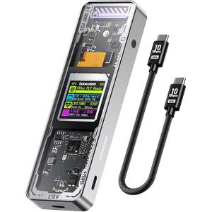 DOCKCASE Explorer Edition M.2 NVMe SSD Enclosure,Support 10s PLP Prevents Write Data Loss,USB 3.2 Gen 2 Type-C (10 Gbps), fits NVMe PCIe,Size 2230/2242/2260/2280,Support M-Key B+M Key UASP