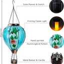 Large Hot Air Balloon Solar Lantern with Flame | Handmade Glass, Waterproof Outdoor Lanterns, Decor for Patio, Garden, Porch