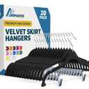 Lifemaster Velvet Skirt Hangers – with Adjustable Clips, 360 Degree Swivel Hook, and Non-Slip Shoulder Notch, Holds Up to 10 lbs, for Organizing Skirt, Pants, Dress, and Clothes, Pack of 50, Green