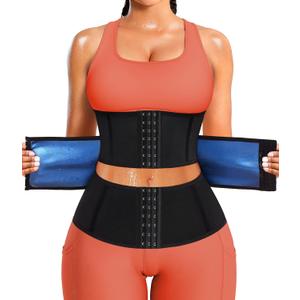LEINIDINA Waist Trainer for Women Corset Shapewear Segmented Sweat Waist Trimmer for Women Workout Belt Black, Blue 3XL