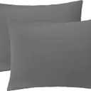 iMaylex Soft Brushed Microfiber Fabric Zipper Pillowcase, Cozy and Lightweight, Easy Care, Set of 2, Dark Grey, Standard, 20" x 26"