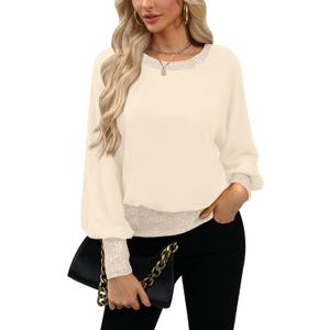 For G and PL Women Fall Sparkle Formal Sequin Shirt Sparkly Layered Shimmery Tunic Champagne, Size M