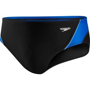 Speedo Men's Swimsuit Brief Endurance+ Splice Team Colors (24, Black/Blue Splice)