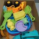 EULRGAUS Beach Toys, 36 PCS Sand Toys with Construction Vehicles, Collapsible Bucket, Princess & Prince and Ice Cream Toys, Sand Castle Building Kit, Beach Shovel, Beach Games for Kids, Boys and Girls