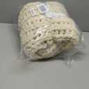 Bigacogo Chunky Knit Throw Blanket for Couch, 40x40 inches, 100% Hand Knitted with Thick Jumbo Chenille Yarn, Cozy Soft Large Rope Knot Cable Crochet Blankets for Sofa Bed Living Room, Beige