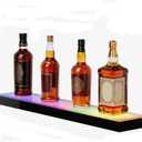 LED Lighted Liquor Bottle Display Shelf - 23.6" Acrylic Whiskey Rack with Remote & Music Sync, 1-Tier Illuminated Bar Shelf for Home Bar, Club, Party