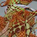 RoseSeek Women's 4 Piece Swimsuits Halter Triangle Bikini Sets Bathing Suit with Mesh Cover Up Skirt & Bandana Burnt Orange X-Large