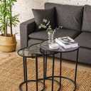 Alya Nesting Table 3 Sets of Decorative Side Table with Smoked Glass