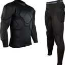 Men's Padded Football Protective Gear Set Training Suit for Soccer Basketball Paintball Rib Protector (Medium, Black)
