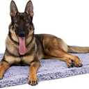 PELZIN Stoutwool Indestructible Dog Bed - Fluffy Chew Proof Dog Crate Pad - Tough Kennel Pad for Aggressive Chewers - Washable, Ideal for Jumbo Breeds & Fits 54-Inch Crate - 53"x35", Jacaranda