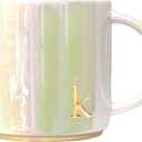 COLLECTIVE HOME - Ceramic Coffee Mug, Iridescent Finish Cups, Personalized Lowercase Embossed Lettering, Lustrous Multicolored Finish, Ideal for Unique Gifts (k)