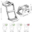 Potty Training Seat with Step Stool Ladder for Toddler, 3-IN-1 Convertible Potty Toilet, Upgrade Training Ladder for Boys & Girls, Includes Removable Urinal & Soft Cushion - Grey
