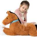 MaoGoLan Large Horse Stuffed Animal for Boy, Big Horse Plush Toy for Girl, Ridable Stuffy Pony for Kid, Stuffed Pony Plush Pillow for Baby Shower, Birthday Gifts or Party Favor, 33 inches, Tan